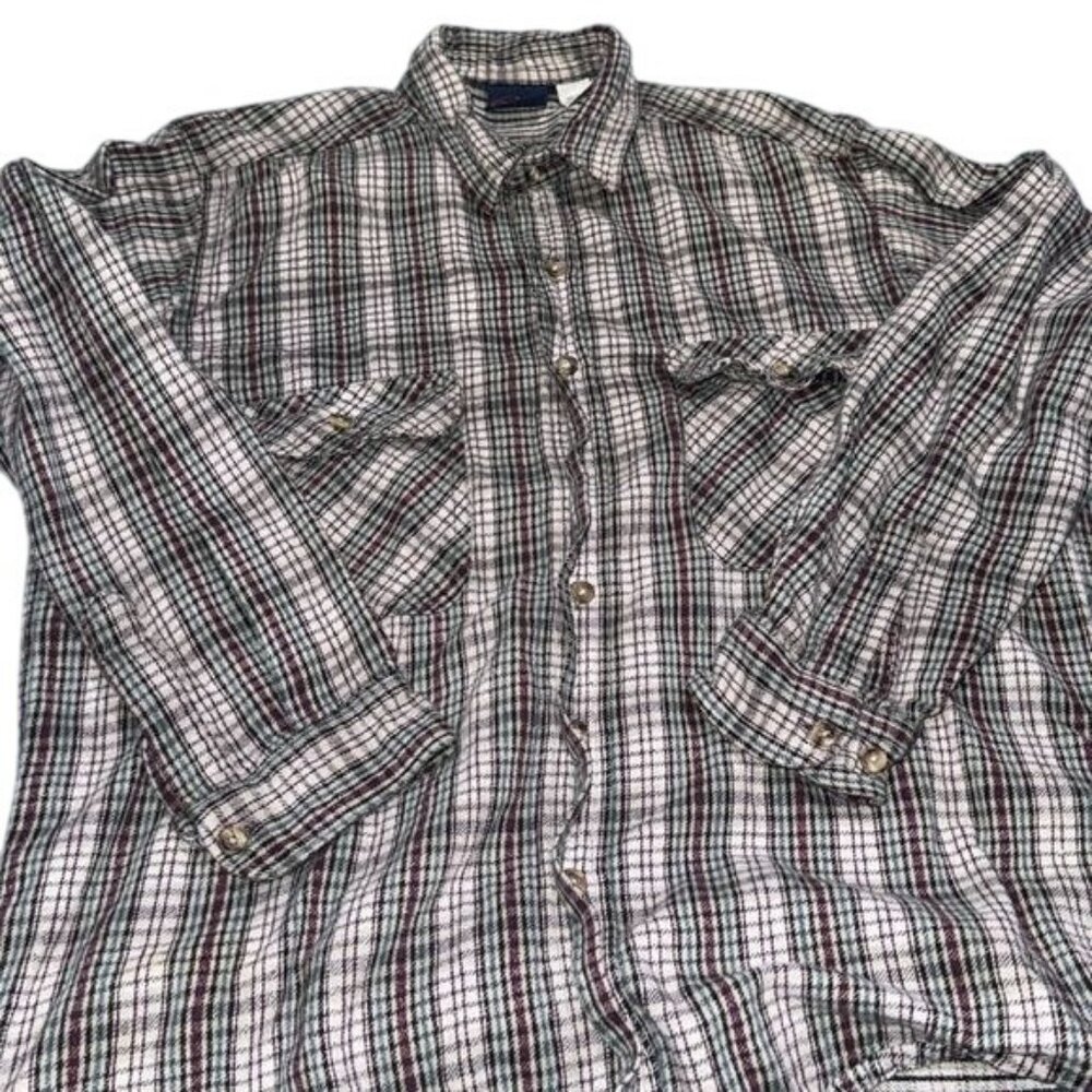 Vintage Dakota Plaid Button-Up Shirt 100% Cotton Long Sleeve Size XL